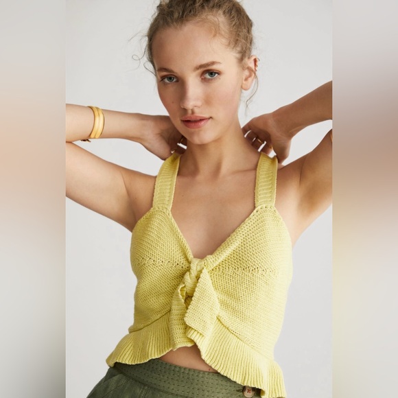 Anthropologie Tops - Anthropologie Flat White Tie-Front Sweater Tank